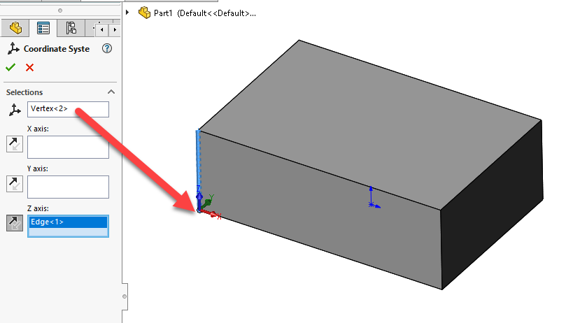 How do I change the coordinate system in SolidWorks drawing