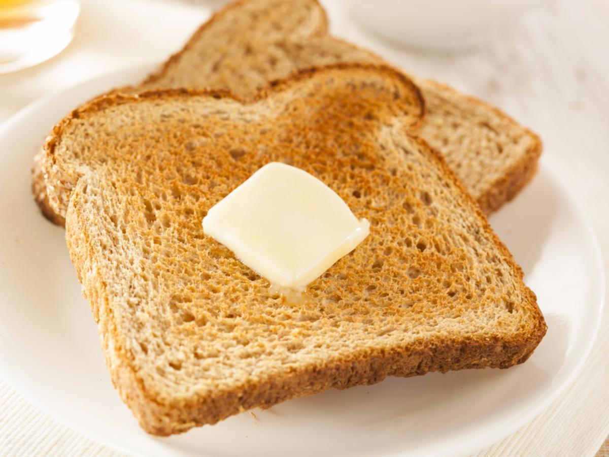 How many calories are in 2 pieces of toast with butter?