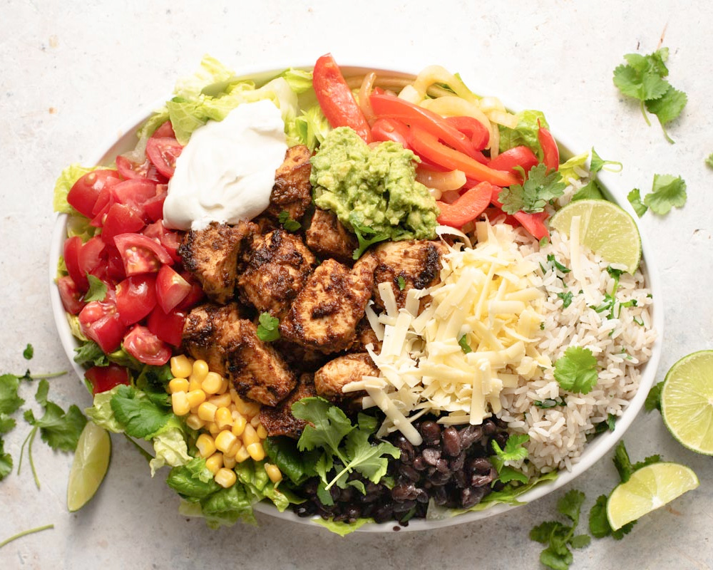 How many calories is a chicken salad bowl from Chipotle?
