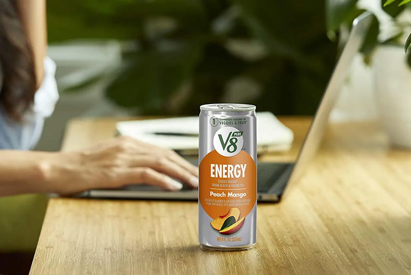 How much caffeine in v8 energy drink?
